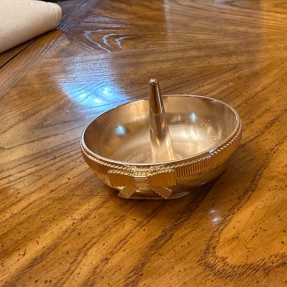 Kate Spade Silver Ring Holder with Gold Ribbon Accent